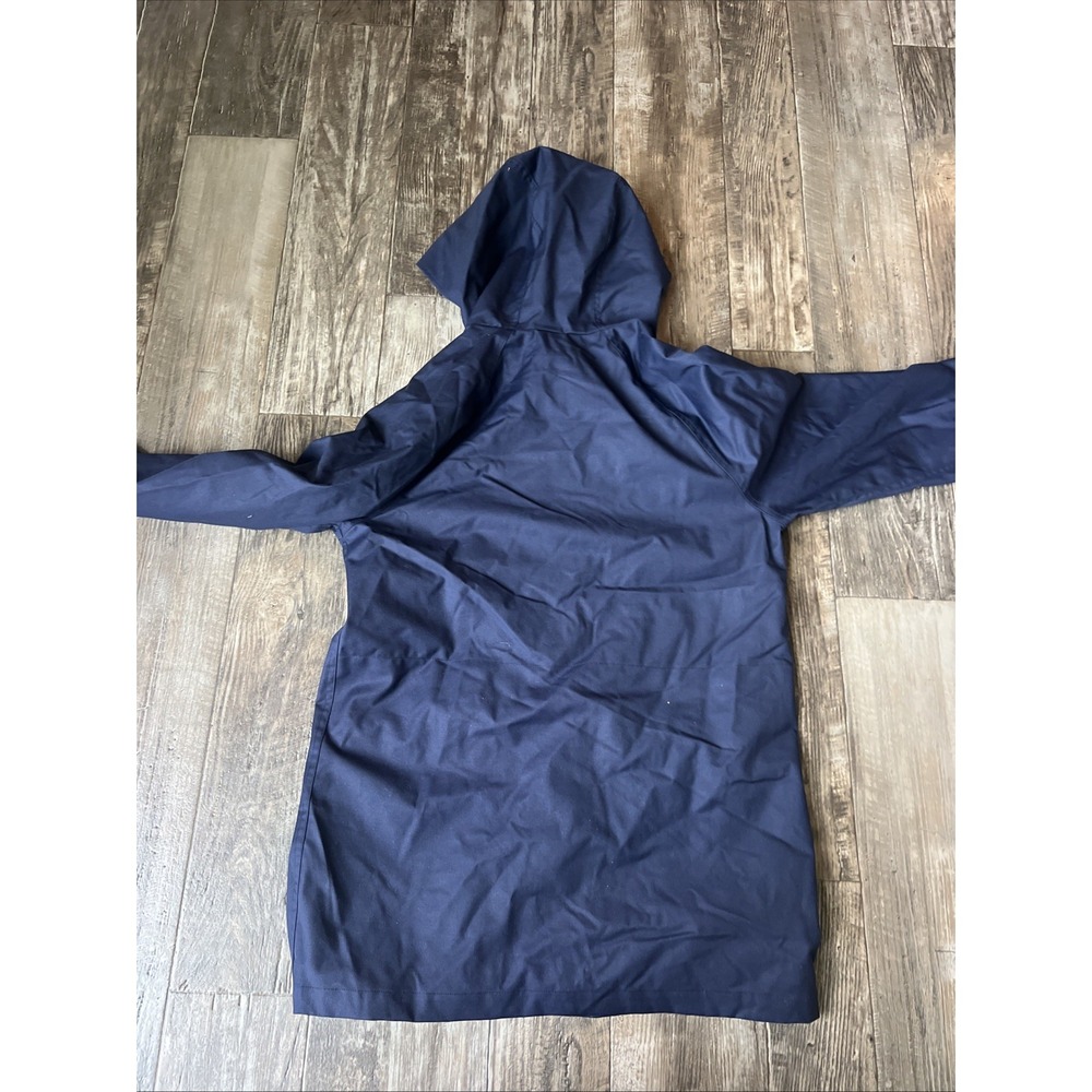 Women's A.P.C. Rue Madame Paris Plaid Lightweight Parka Jacket Blue Large Navy - Picture 7 of 7